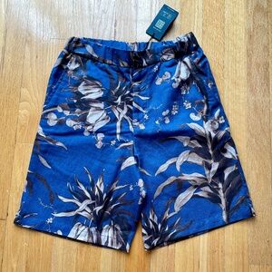 $170.00 NEW TED BAKER LONDON LINEN BLEND FLORAL SHORTS SIZE 28R